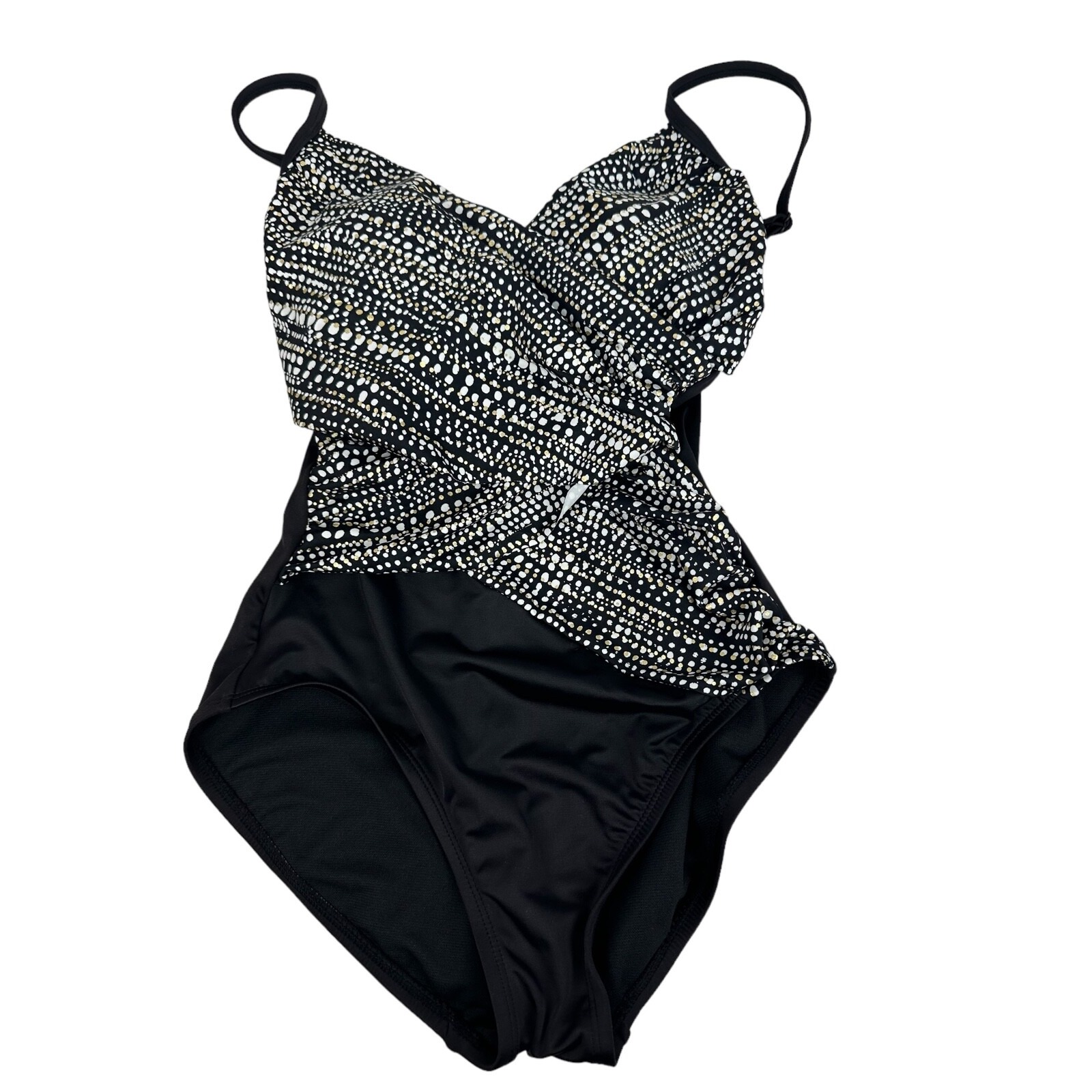 Miracle Brand Curves Makenna Swimsuit Size S One Piece BlackWhiteGold